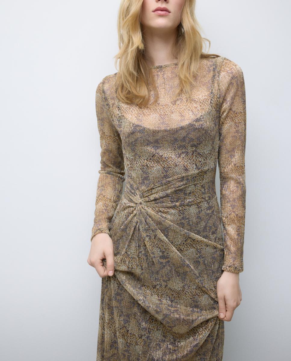 Imagen 0 de Vestido de manga larga con estampado de serpiente
