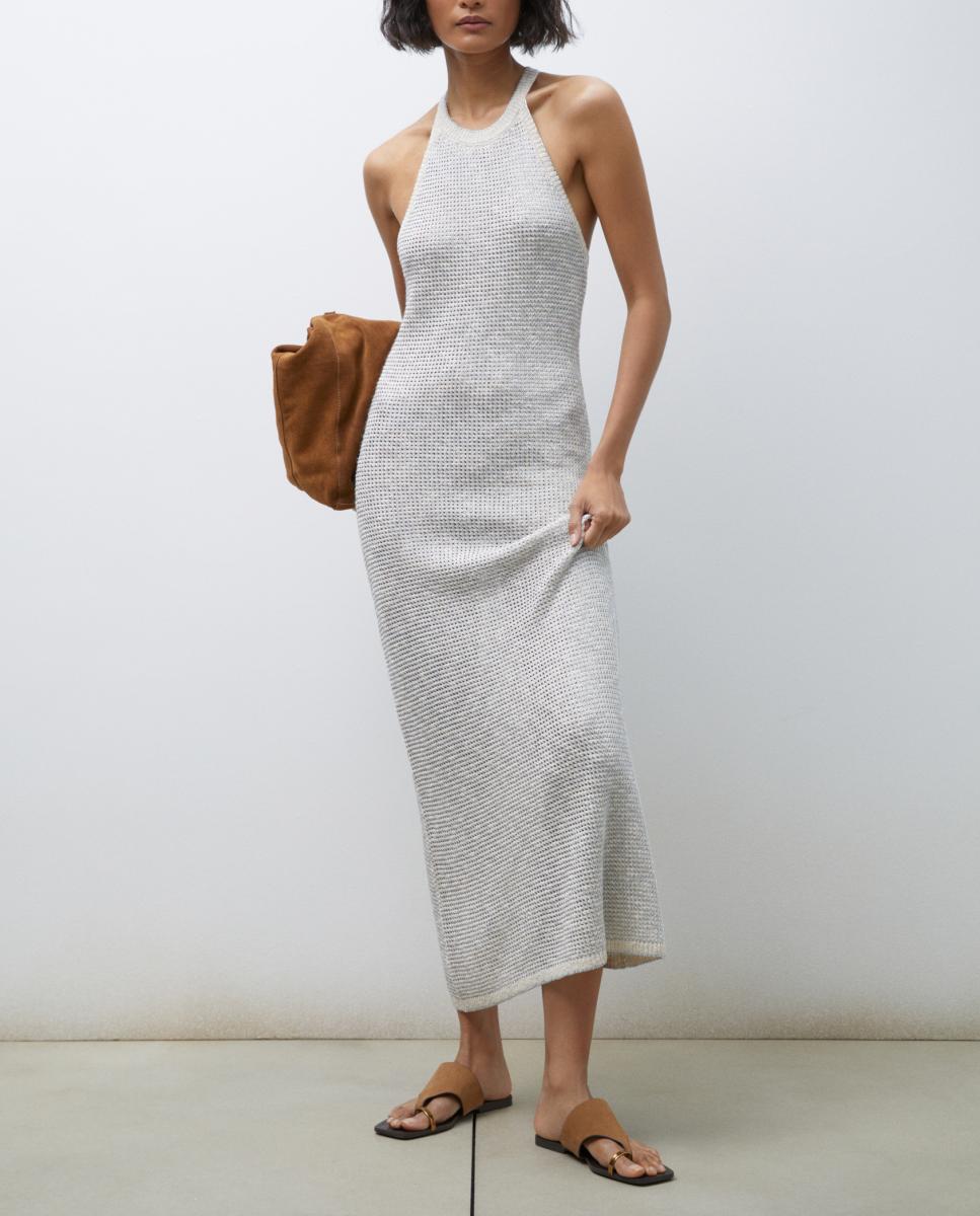 Imagen 0 de Vestido de cuello halter metalizado