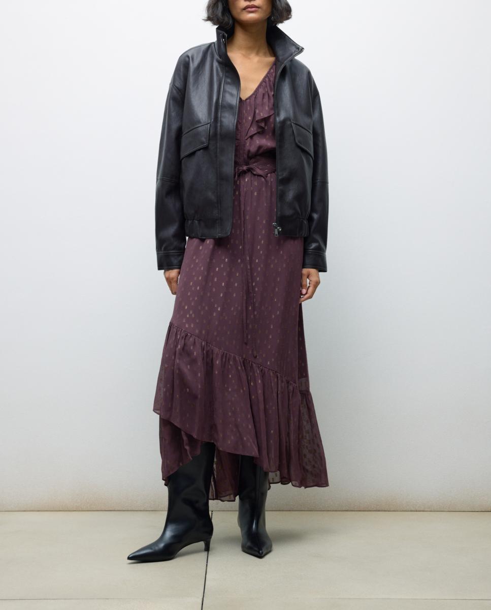 Imagen 0 de Vestido midi de manga larga lurex