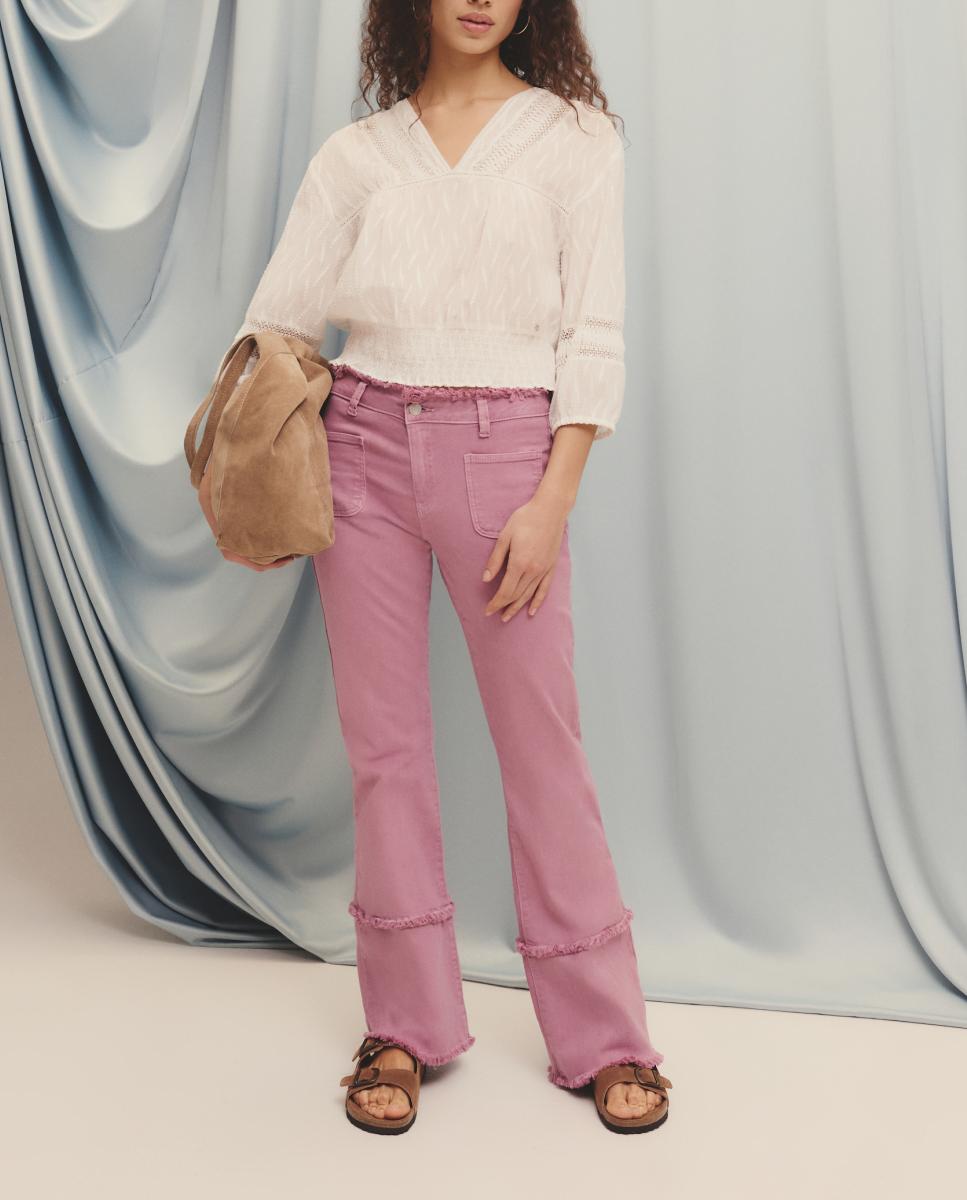 Imagen 0 de Pantalón de campana liso de mujer