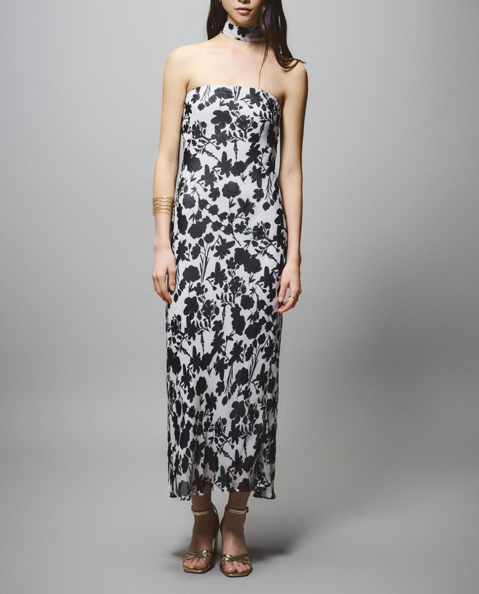 Imagen 0 de Vestido print palabra honor