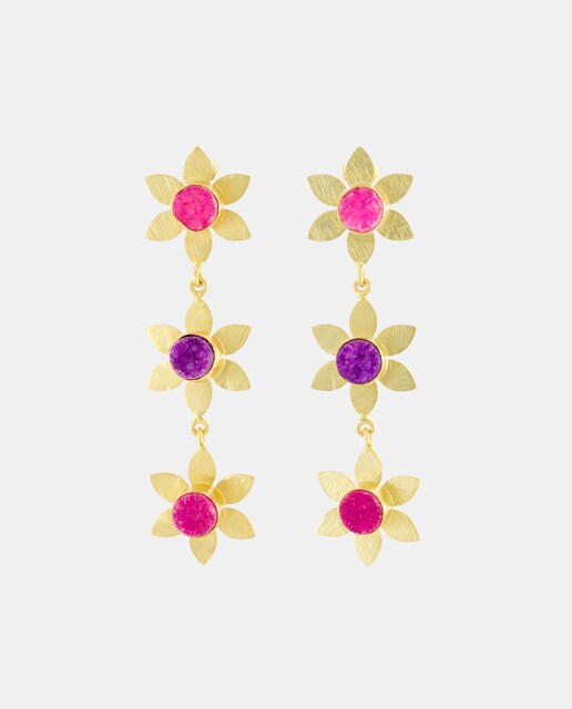 Pendientes flores piedra