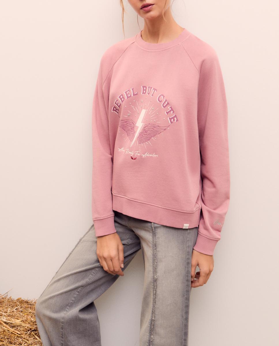 Imagen 0 de Sudadera de mujer cuello redondo y manga ranglan