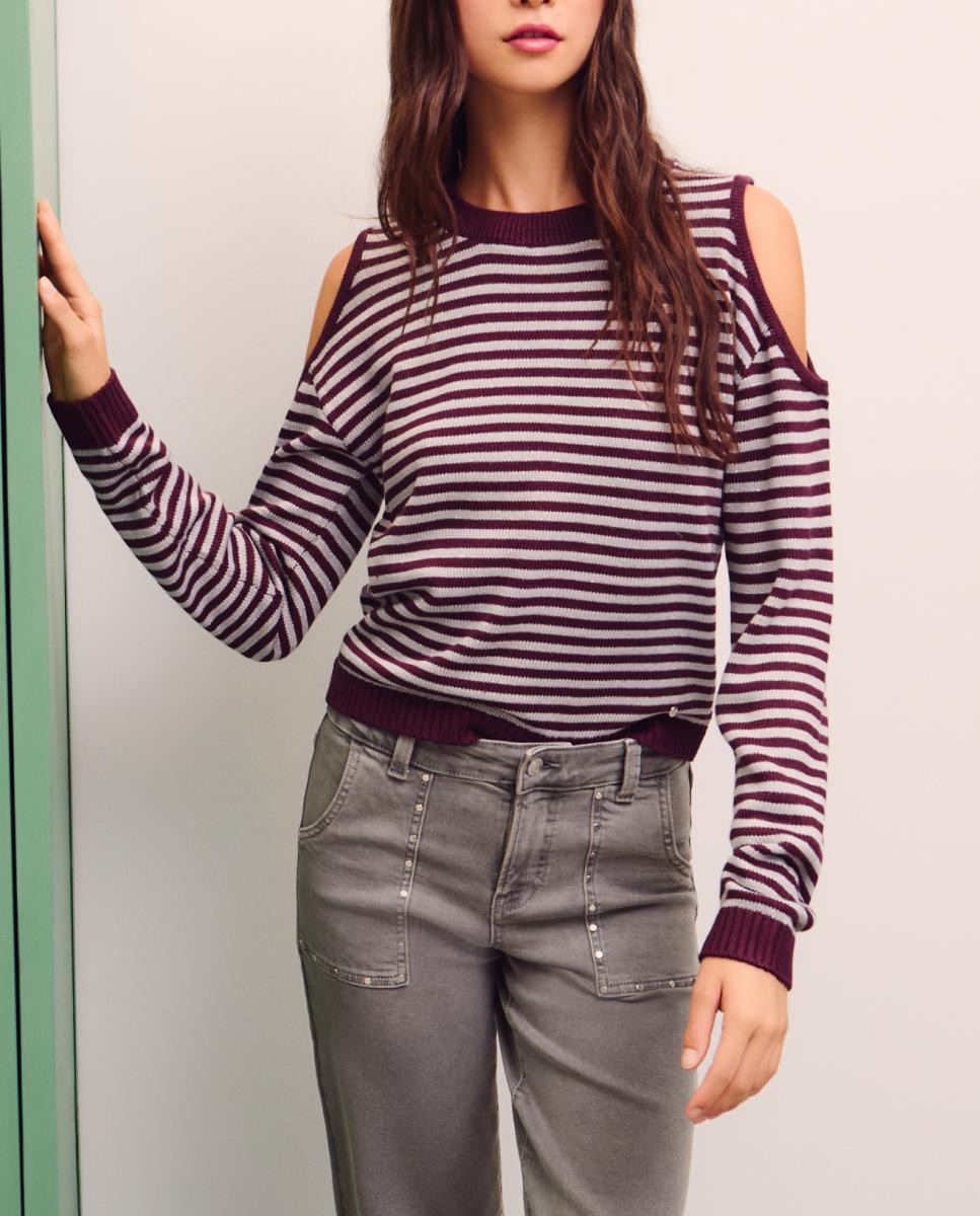 Imagen 0 de Jersey de mujer cut out lurex de rayas