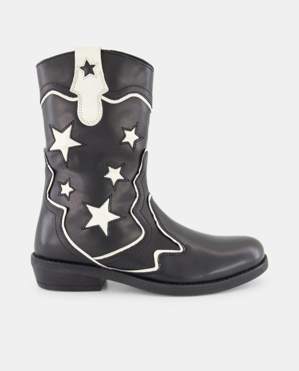 Imagen 0 de Botas cowboy de niña en piel con estrellas