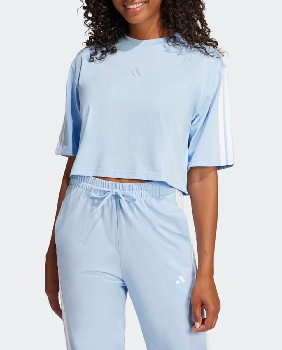 Imagen 0 de Camiseta de mujer Essentials Cotton Loose 3 bandas Adidas