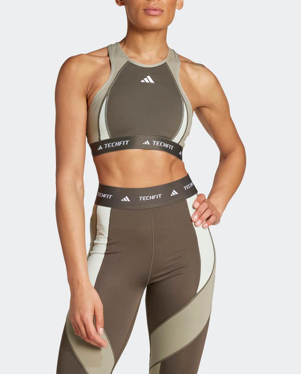 Imagen 0 de Top deportivo de mujer TECHFIT Medium-Support High-Neck Colorblock Adidas