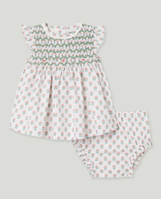 Imagen 0 de Vestido de bebé niña nido de abeja