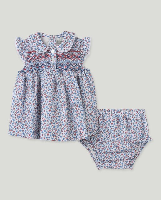 Imagen 0 de Vestido de bebé niña nido de abeja