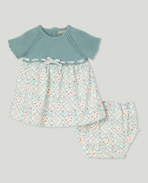 Imagen 0 de Vestido mc mix tricot,plana, aop flor cuadros de bebé niña