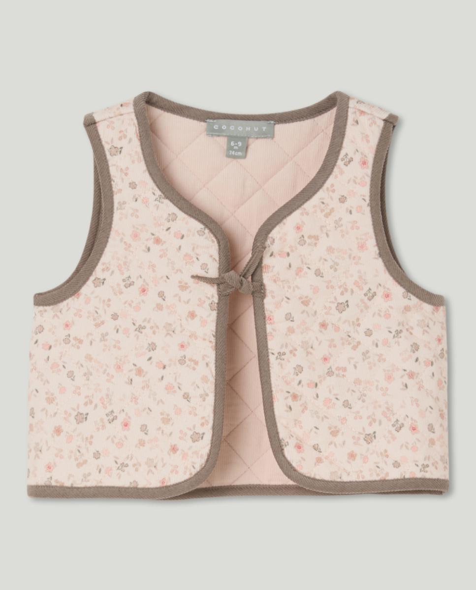Imagen 0 de Chaleco micropana reversible all over print flores sueltas de bebé niña