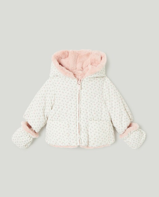Imagen 0 de Parka nylon/pelito reversible, aop mini flores de bebé niña