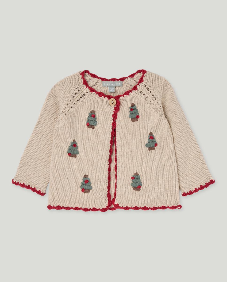 Imagen 0 de Chaqueta a cadera con bordado crochet árbol de Navidad de bebé niña