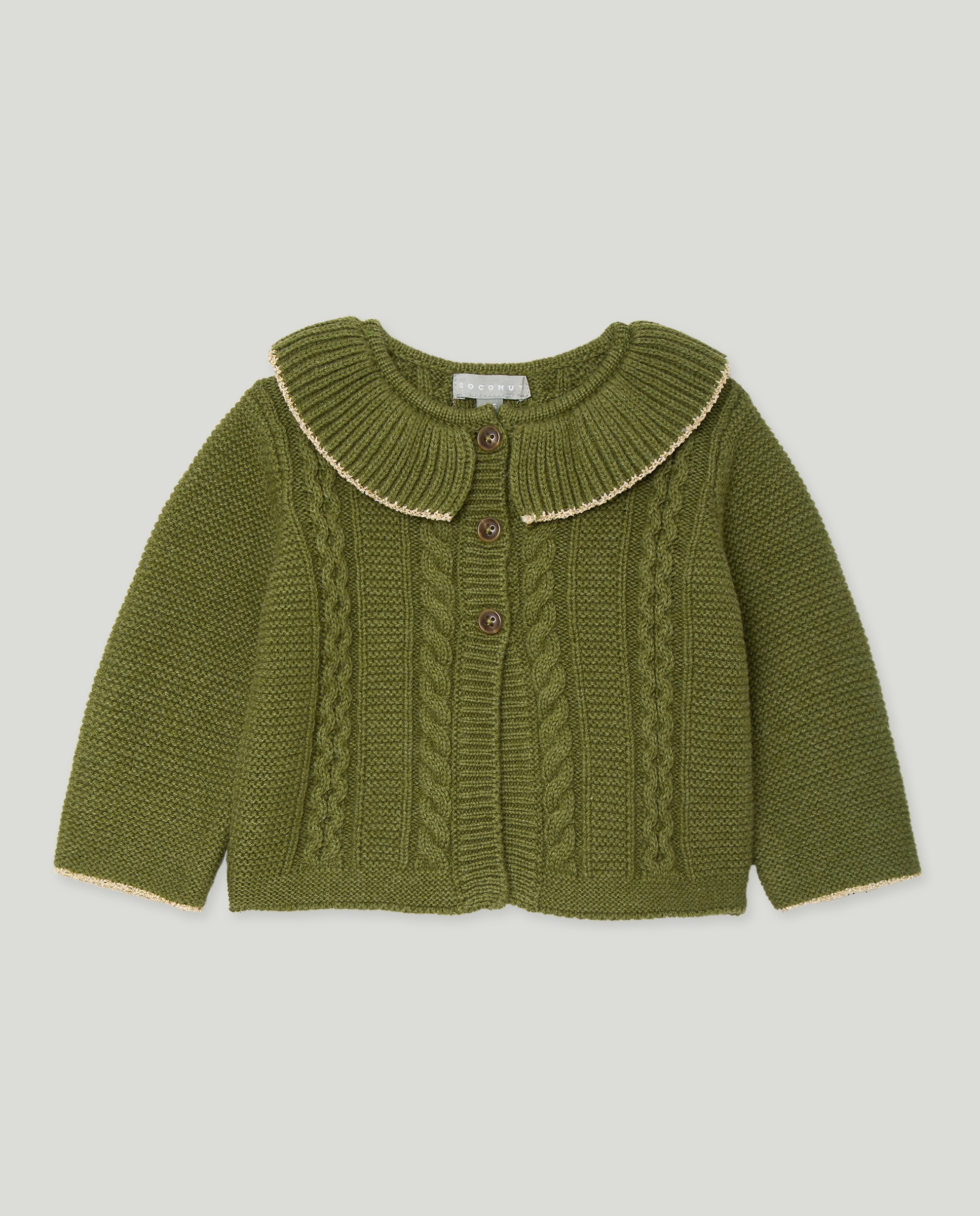 Imagen 0 de Chaqueta a cadera cuello gola con ochos frontales y lurex de bebé niña