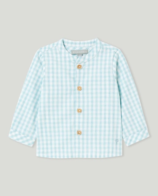 Imagen 0 de Camisa manga larga con cuello mao algodón rústico vichy