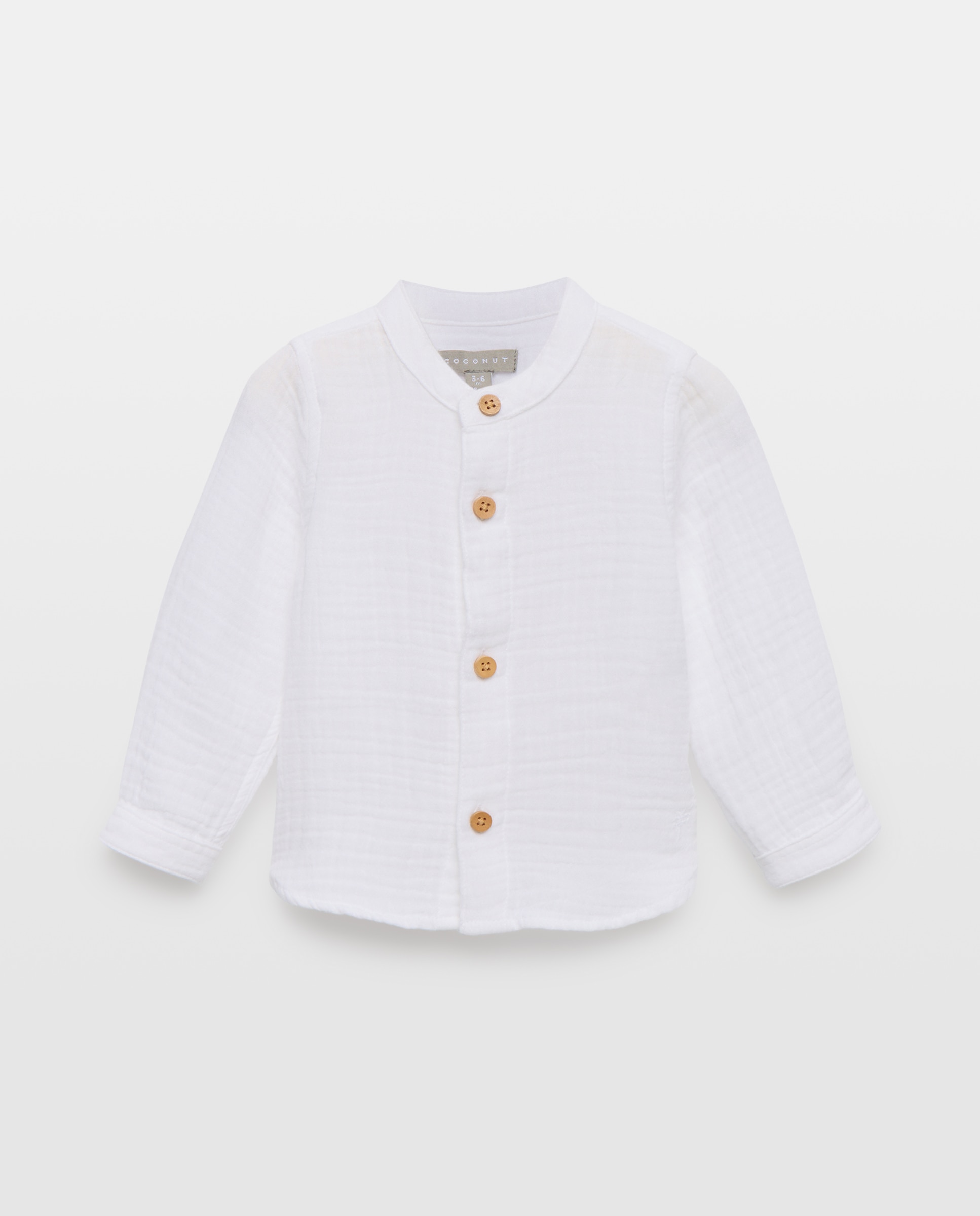 Imagen 0 de Camisa manga larga y cuello mao en gasa de bebé