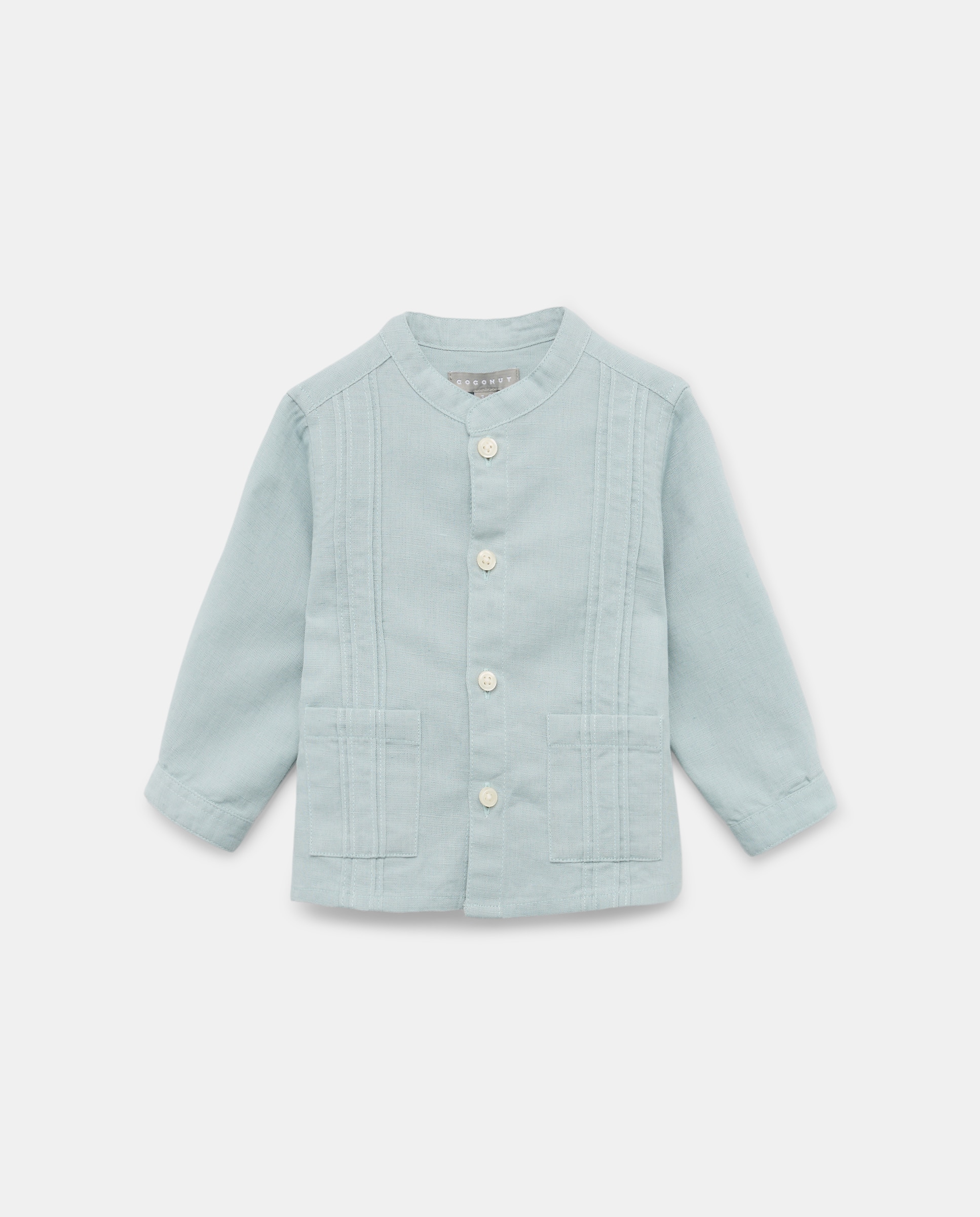 Imagen 0 de Camisa manga larga con tirilla cuayabera para bebé niño