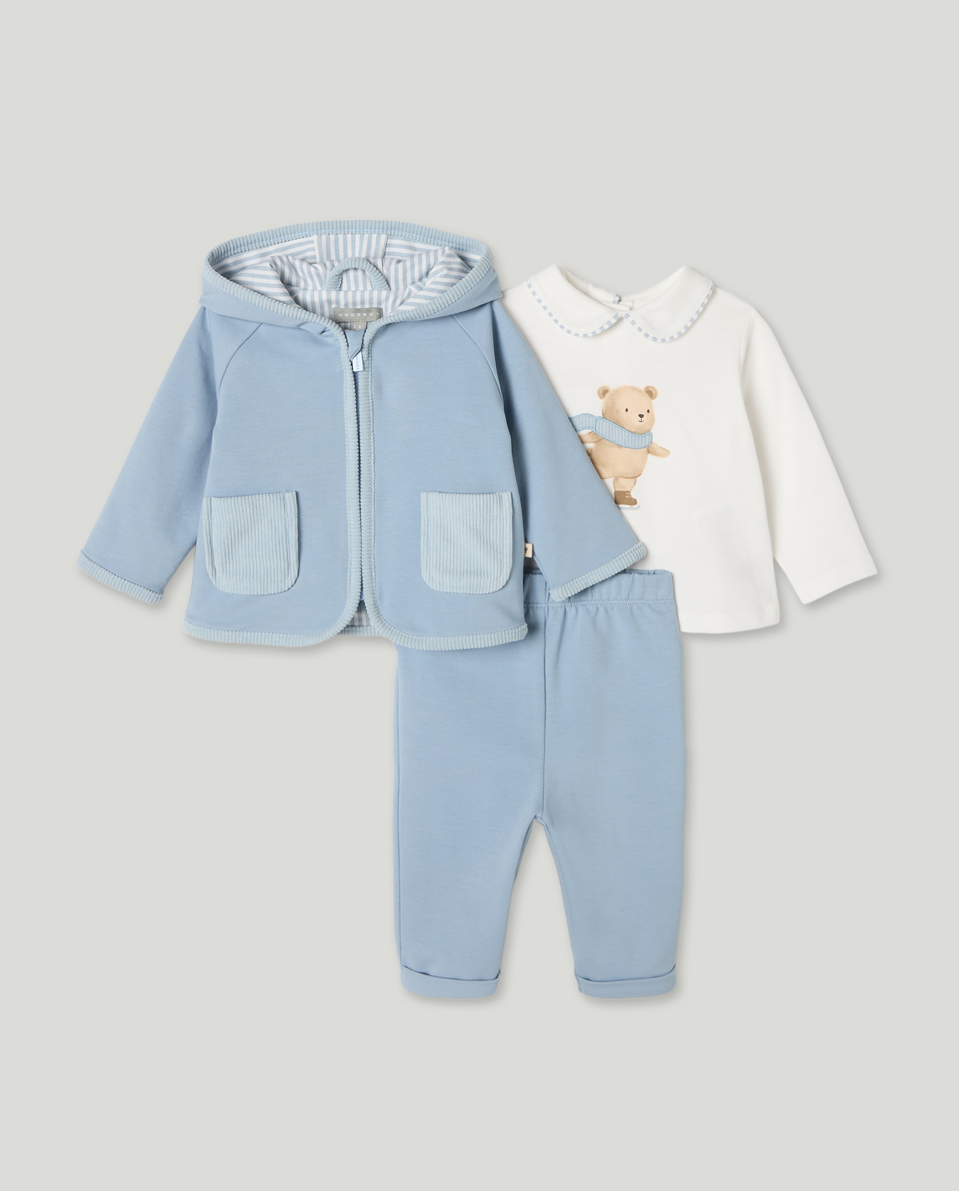 Imagen 0 de Conjunto de felpa 3 piezas cuello bebé niño estampado oso patín hielo de bebé niño
