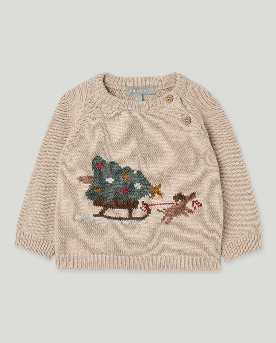Imagen 0 de Jersey cuello caja intarsia árbol de navidad y perro trineo de bebé niño