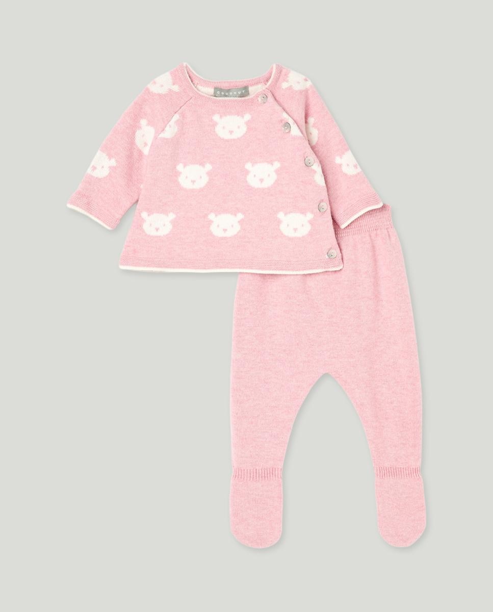 Imagen 0 de Conjunto tricot manga larga intarsia all over print oso de bebé