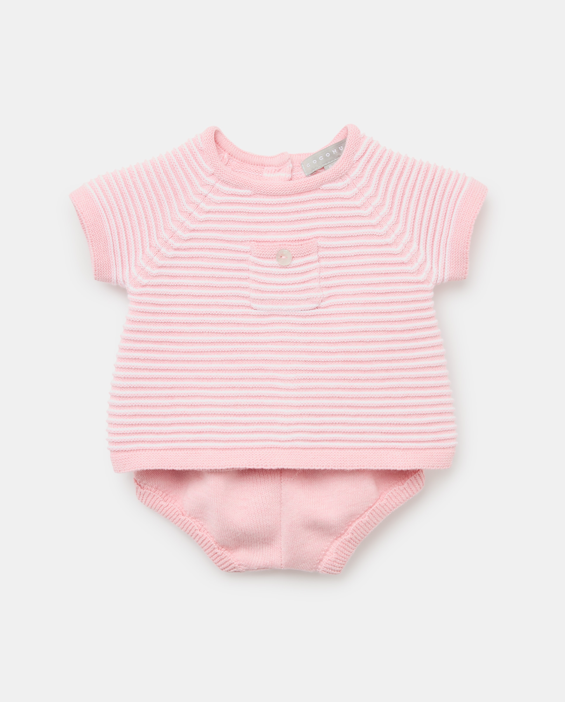 Imagen 0 de Conjunto de 2 piezas tricot manga corta con bolsillo de bebé