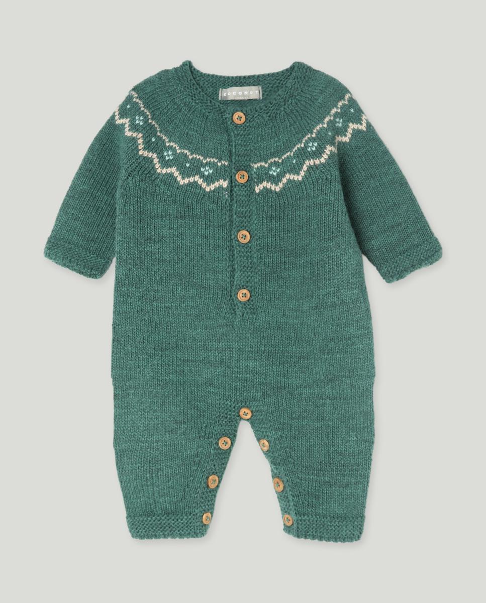 Imagen 0 de Pelele de tricot sin pie con greca y abertura frontal de bebé