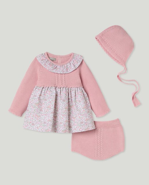 Imagen 0 de Faldón ml medio tricot de plana con con capota aop flor muy llena de bebé niña