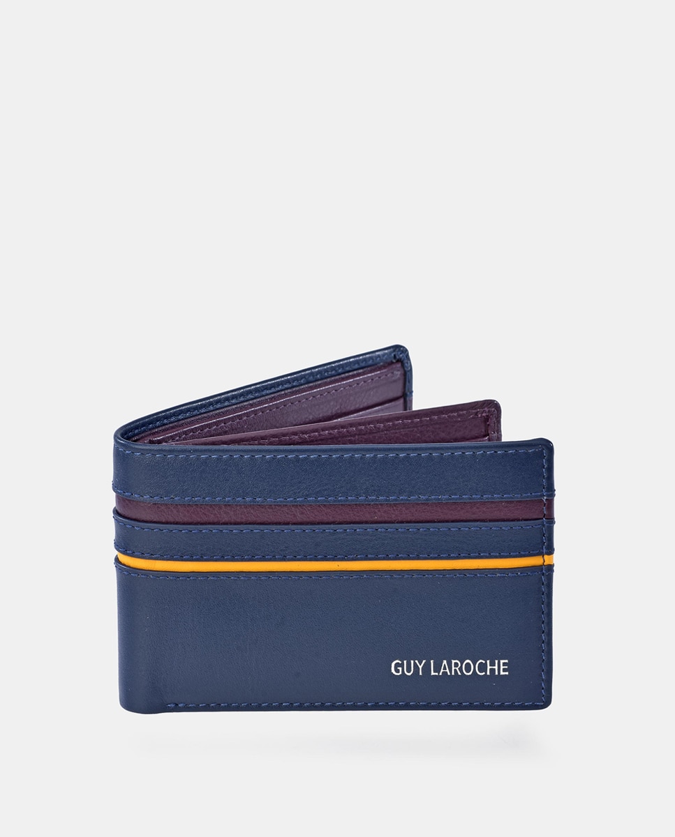 Imagen 0 de Cartera americano hombre Guiy Laroche en piel color negro y azul