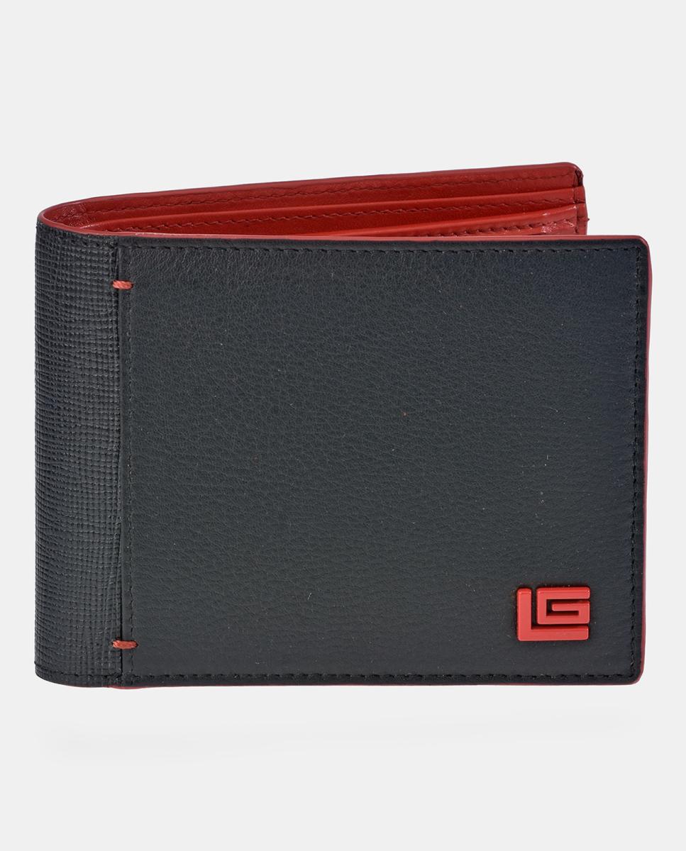 Imagen 0 de Cartera americano hombre Guy Laroche con monedero interior en piel color negro/rojo