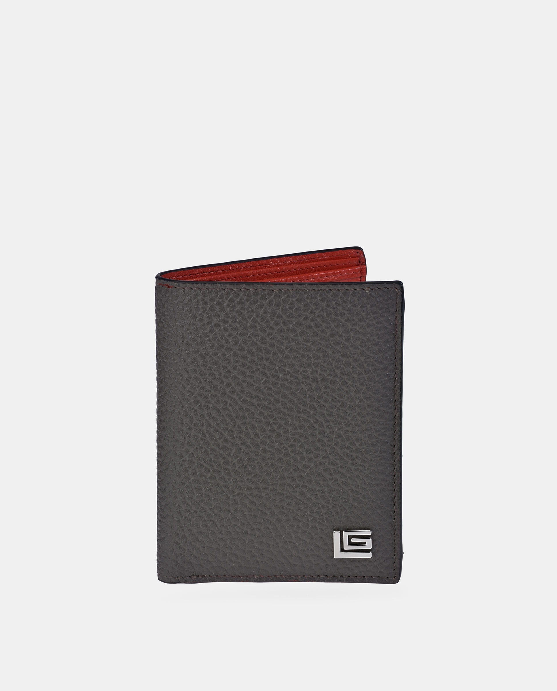 Imagen 0 de Cartera tarjetero hombre Guy Laroche en piel color gris/rojo