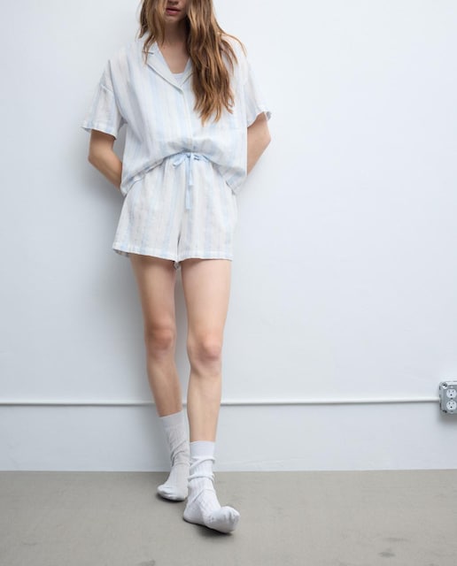 Imagen 0 de Pijama completo de mujer corto rayas y lurex