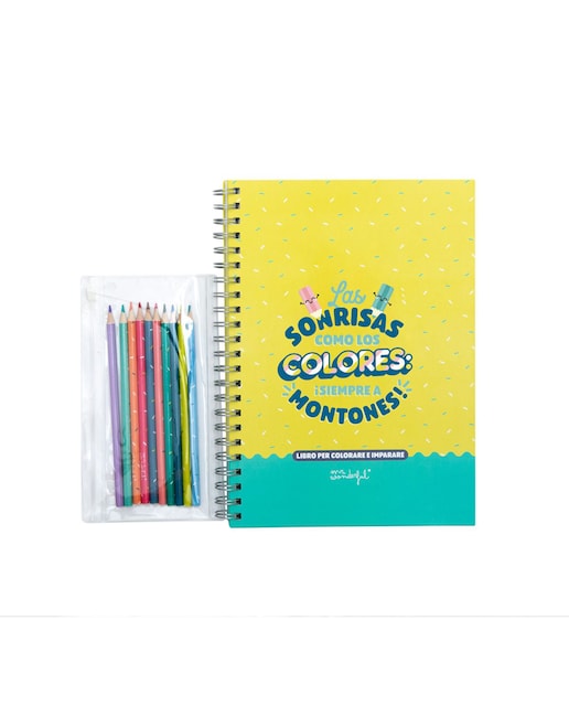 Imagen 0 de Libro Para Colorear + Lapices de Colores con Diseño y Mensaje Mr Wonderful :Las Sonrisas, Como los Colores: ¡Siempre a Montones!