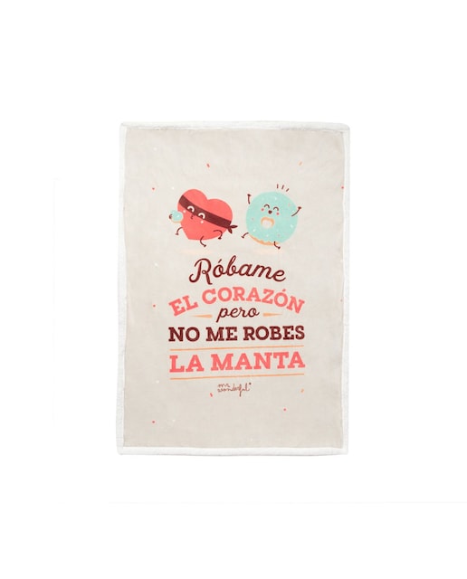 Imagen 0 de Manta con Mensaje y Diseño Mr Wonderful: Róbame el Corazón, pero no me Robes la Manta.