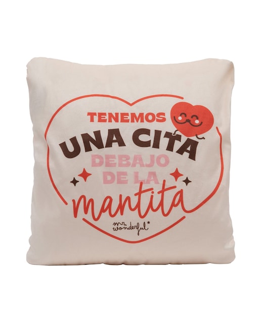 Imagen 0 de Manta + funda de cojín Mr Wonderful: Tenemos una cita debajo de esta mantita