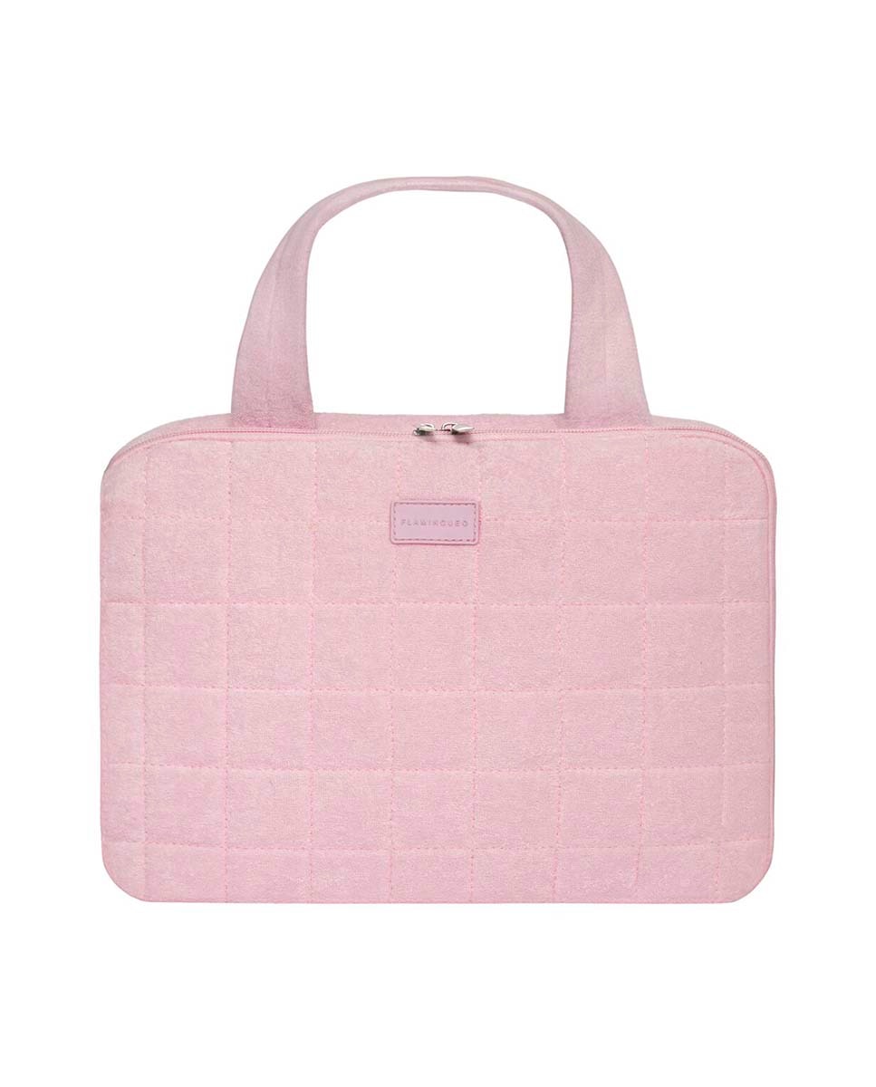 Imagen 0 de Neceser multiusos colgante Flamingueo tejido toalla rosa