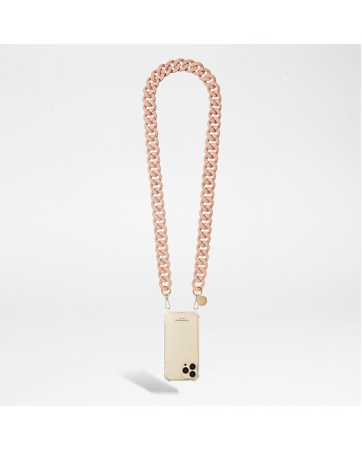 Imagen 0 de Cadena de bisutería Alice La Coque Française con mosquetones dorados 120 cm en resina ultrarresistente color rosa pálido mate