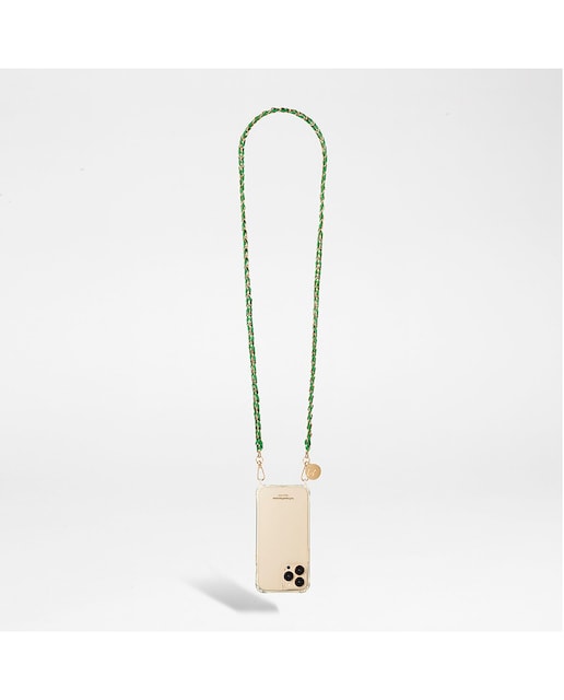 Imagen 0 de Cadena de bisutería Lou La Coque Française con mosquetones dorados de 120 cm de largo de metal resistente verde y dorado