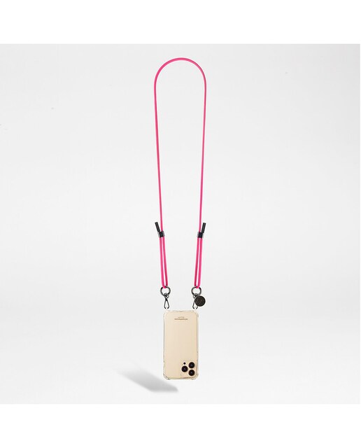 Imagen 0 de Cordón trenzado de algodón La Coque Française con mosquetones metálicos negros color fucsia Largo graduable