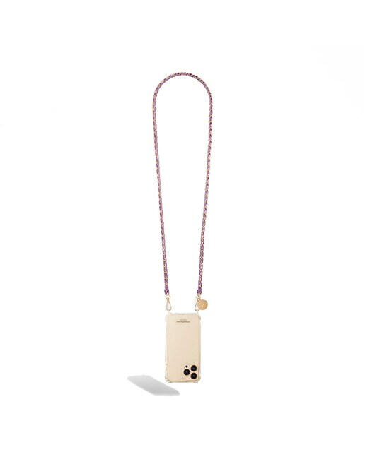 Imagen 0 de Cadena de bisutería Lou La Coque Française con mosquetones dorados de 120 cm en metal ultra resistente Morado y Dorado