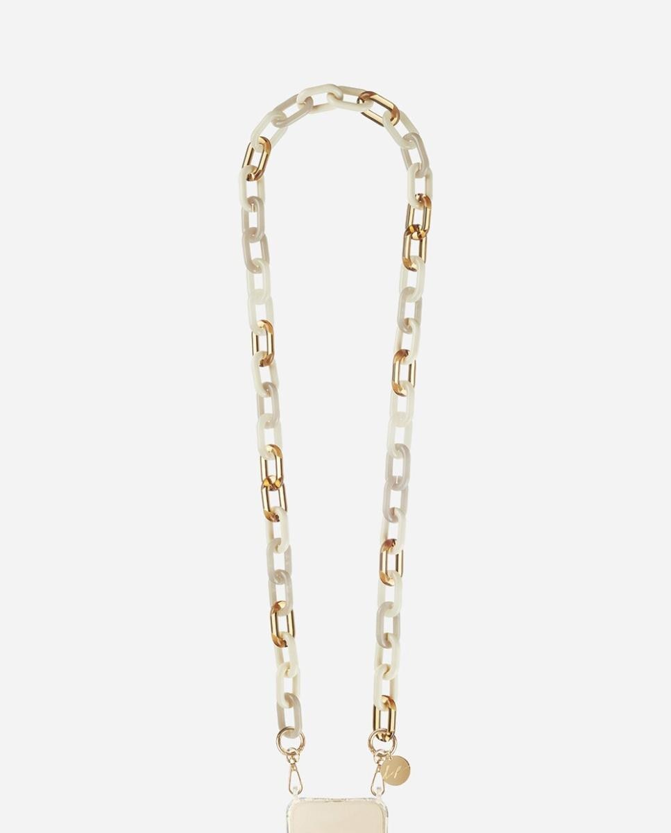 Imagen 0 de Cadena de joyería Liv con mosquetones dorados 120 cm en resina ultrarresistente Beige