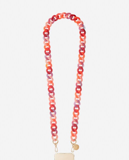 Imagen 0 de Cadena de joyería Gia 120 cm resinas rosa degradado con mosquetones dorados