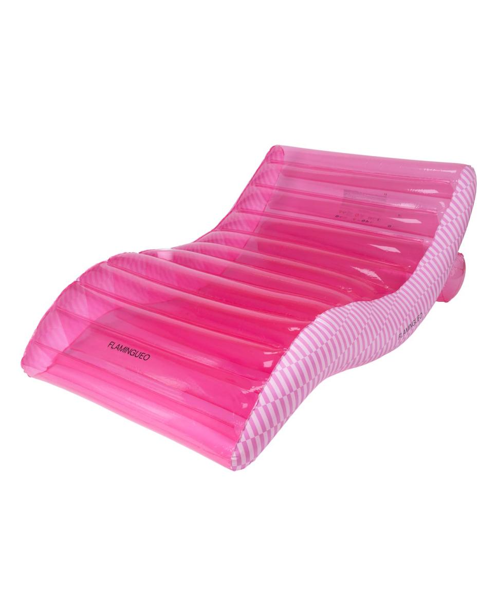 Imagen 0 de Colchoneta Flamingueo tipo chaise longue extragrande rayas amarillas