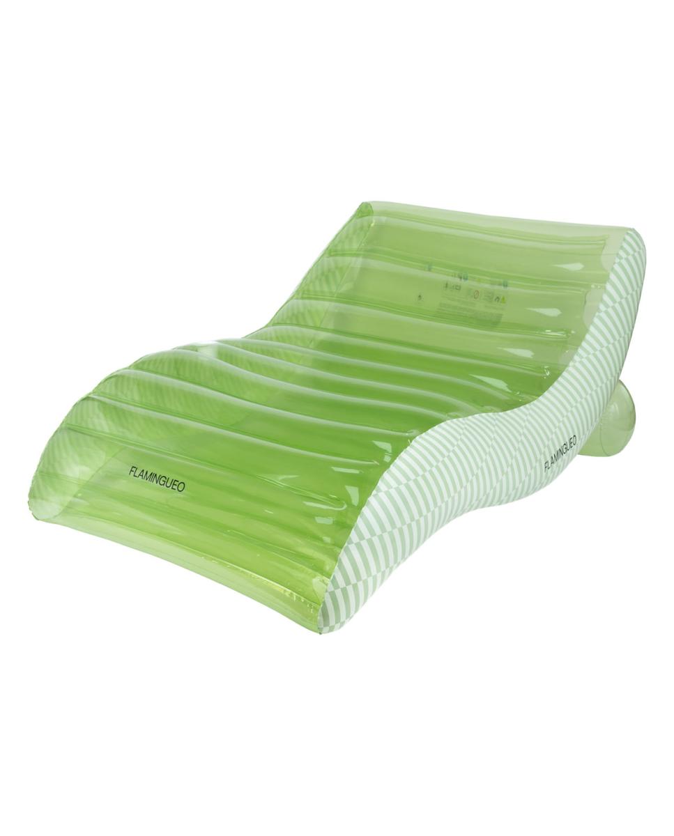 Imagen 0 de Colchoneta Flamingueo tipo chaise longue extragrande rayas verdes