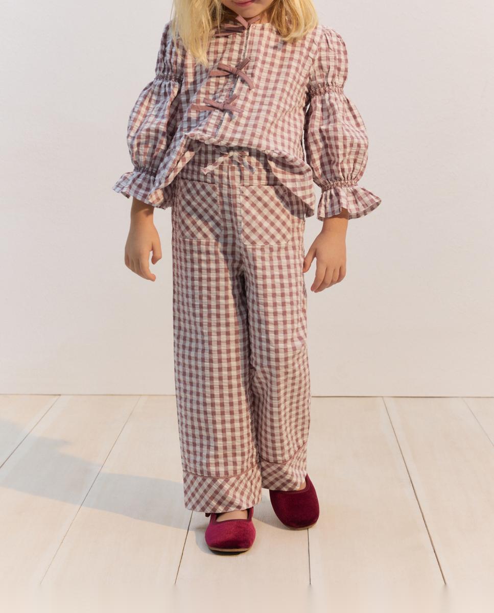 Imagen 0 de Pantalón cuadro vichy detalle en cenefa de niña