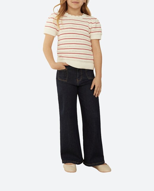 Imagen 0 de Vaquero amplio de niña con costuras a contraste