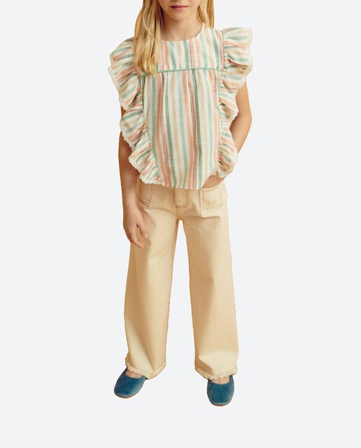 Imagen 0 de Pantalón denim desflecado de niña