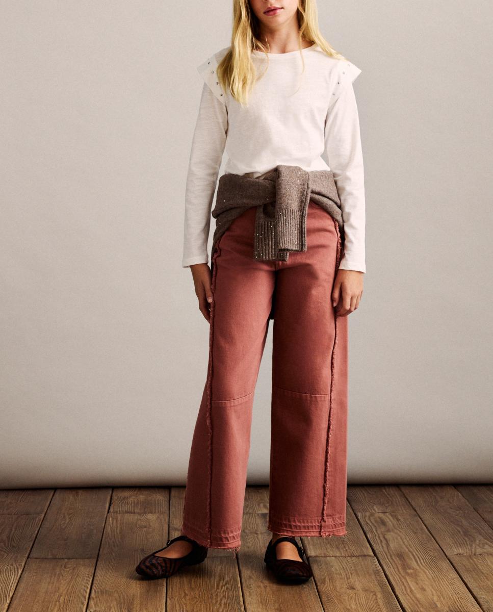 Imagen 0 de Pantalón denim cortes costura adelantada de niña