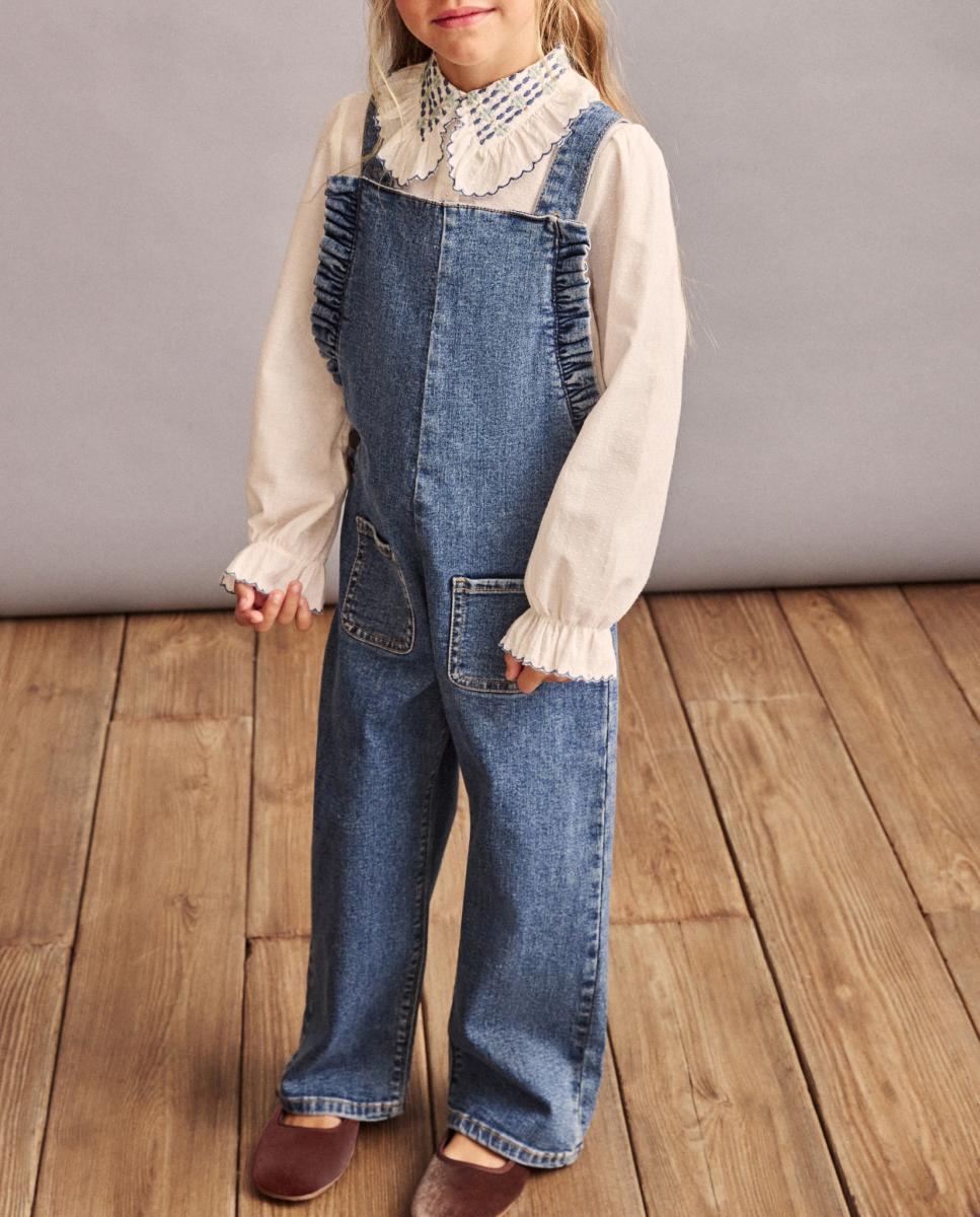 Imagen 0 de Peto denim volantes de niña
