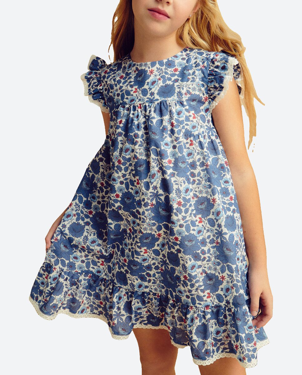 Imagen 0 de Vestido de niña estampado bicolor