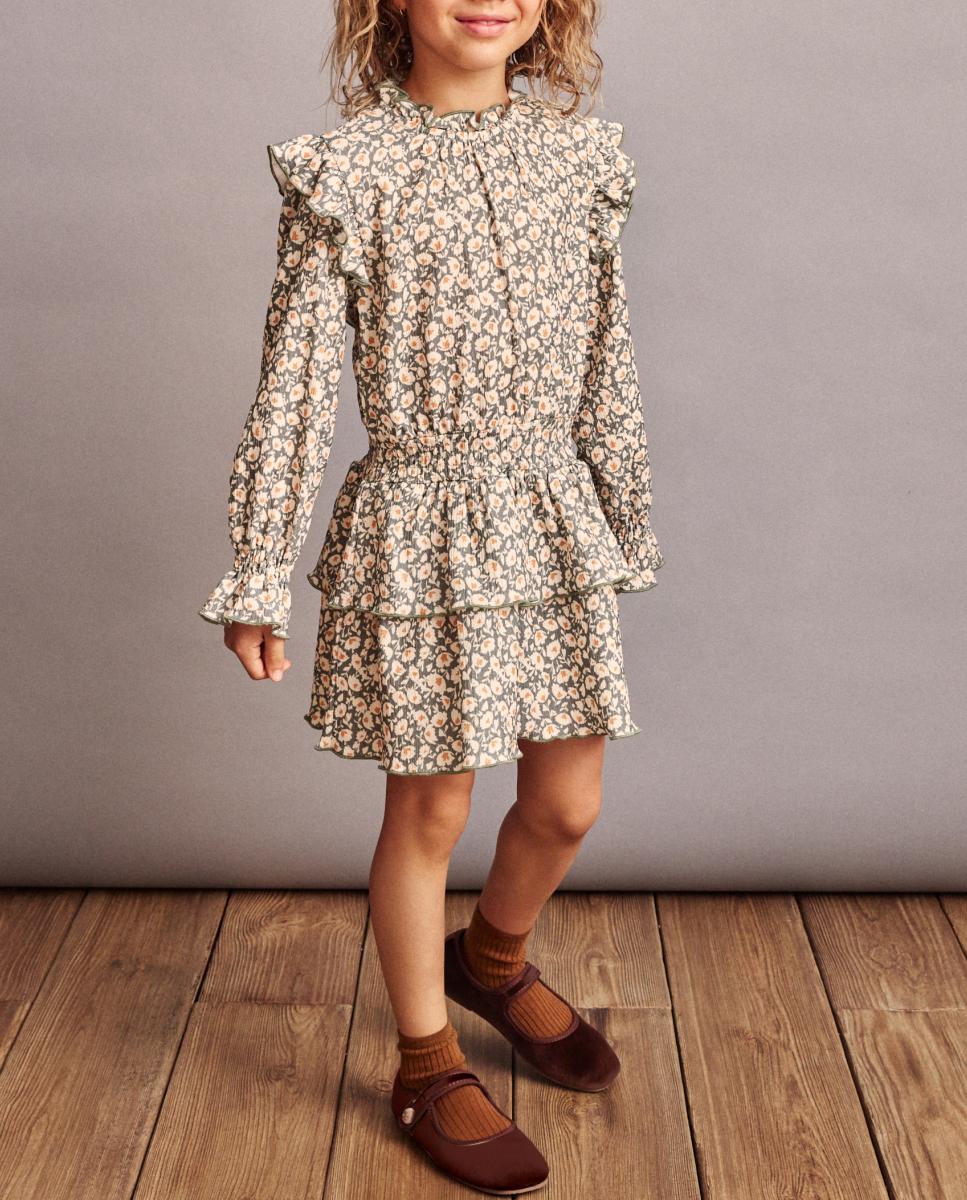Imagen 0 de Vestido manga larga circular all over print fantasía de niña